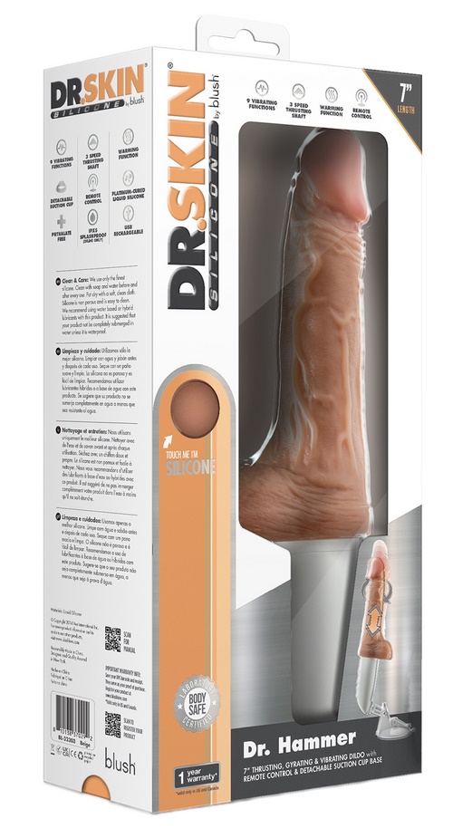 Silicone Dr Hammer 7" thrusting dildo with handle