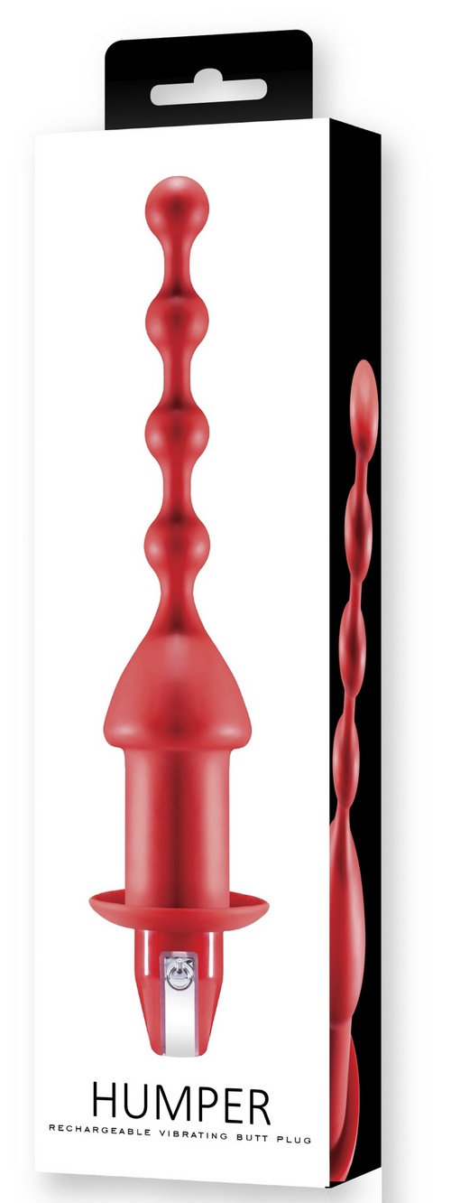 Humper Silicone Butt Beads Vibrator, punainen